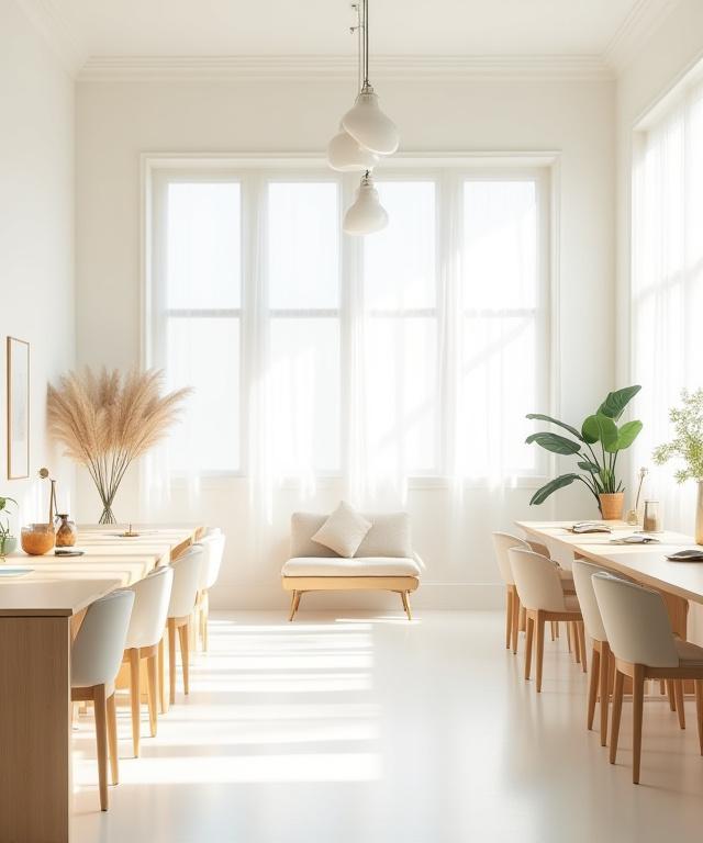 The bright and serene interior of the Ascend Calligraphy studio.